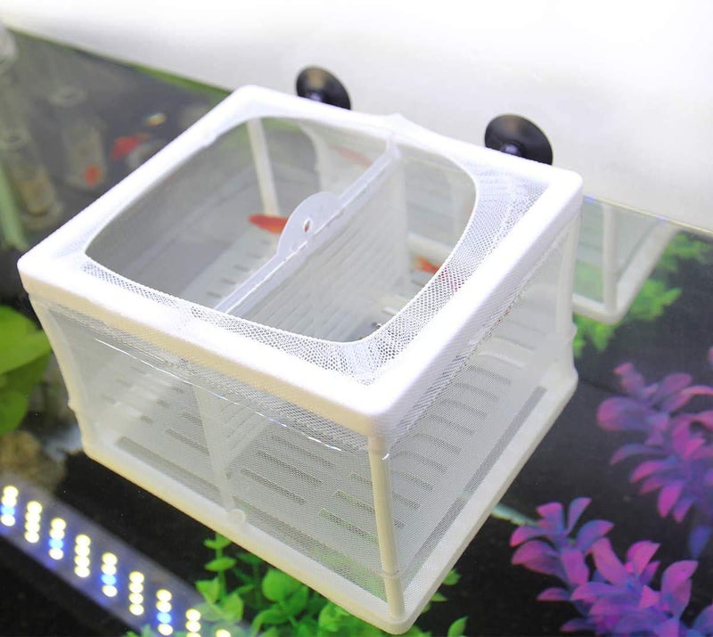 Senzeal Aquarium Fish Breeder Box Fish Fry Hatchery Incubator Net Nylon Isolation Mesh with 3pcs Pipette(Small) - Image 1